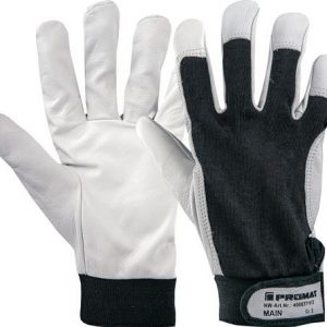 Handschuhe Main Gr.11 schwarz/naturfarben Ziegennappaleder/Stretch EN 388 Kat.II - VPE: 10