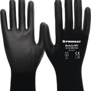 Handschuhe Blackstar NPU Gr.8 (L) schwarz EN 388 PSA II Nyl.m.PU PROMAT - VPE: 12