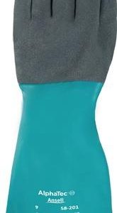 Chemikalienhandschuh AlphaTec 58-201 Gr.8 grün/grau EN 388,EN 374 PSA III - VPE: 6